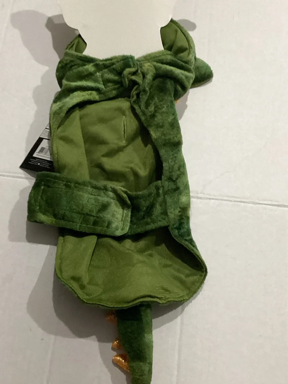 Plush Green Dragon Dog Costume with Gold Spines - Cozy Pet Outfit